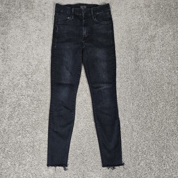 Mother High Waisted Looker Ankle Jeans Women 24x26 Black Bird Wash Super Skinny - Picture 1 of 11